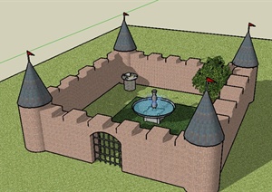 某欧式风格庭院景观设计SU(草图大师)模型