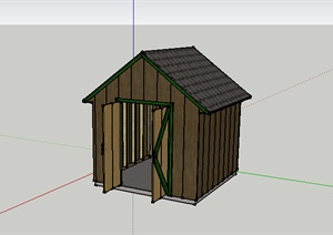 某简单木质仓库建筑设计SU(草图大师)模型