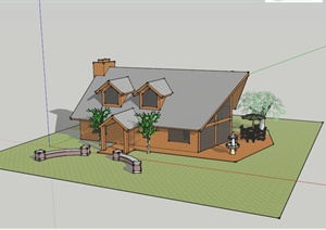 某欧式郊外住宅建筑景观设计SU(草图大师)模型