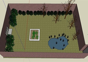 某简约花园景观设计SU(草图大师)模型