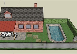某山村住宅砖砌建筑景观设计SU(草图大师)模型