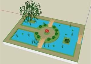 某水景花园景观设计SU(草图大师)模型