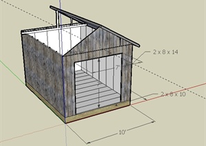 一间现代小木屋建筑设计SU(草图大师)模型