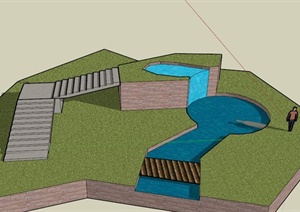 某河流水景观设计SU(草图大师)模型