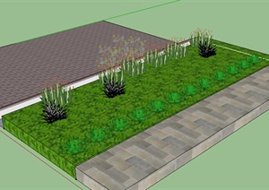 某一庭院种植池景观设计SU(草图大师)模型