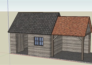 某一木质小屋建筑设计SU(草图大师)模型