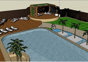 某一酒店庭院景观设计SU(草图大师)模型