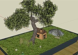 某一庭院景观设计SU(草图大师)模型参考