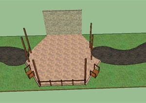 某一简单庭院景观设计SU(草图大师)模型