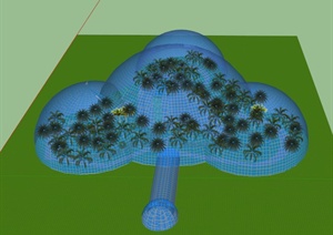某圆形透明植物温室建筑设计SU(草图大师)模型