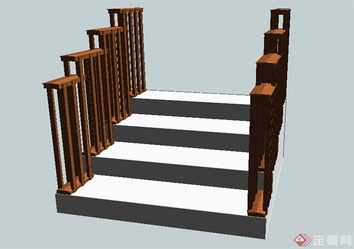 某园林室外装饰台阶设计SU模型(1)
