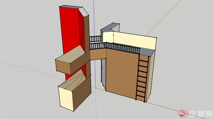 某建筑阁楼构件设计SU模型(1)