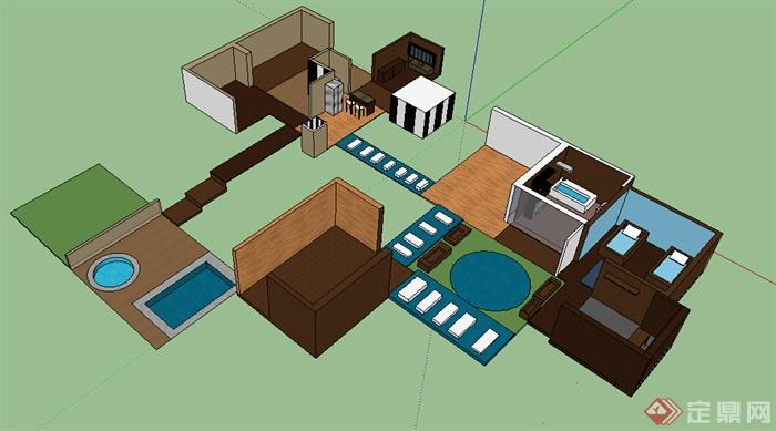 某室内设计空间布置SU模型(1)