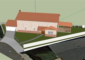 某山区两层住宅建筑景观设计SU(草图大师)模型
