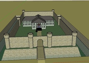 某欧式城堡式别墅住宅建筑设计SU(草图大师)模型