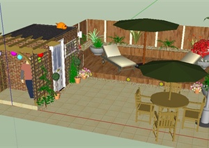 某一居住庭院景观设计SU(草图大师)模型