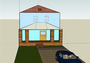 某两层混搭式住宅建筑设计SU(草图大师)模型