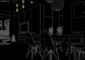 某现代简约风格单身公寓餐厅空间装修3DMAX模型