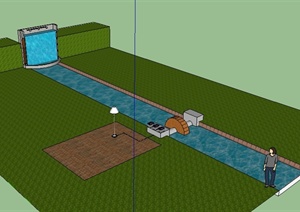 某园林景观小型水力发电场景SU(草图大师)模型