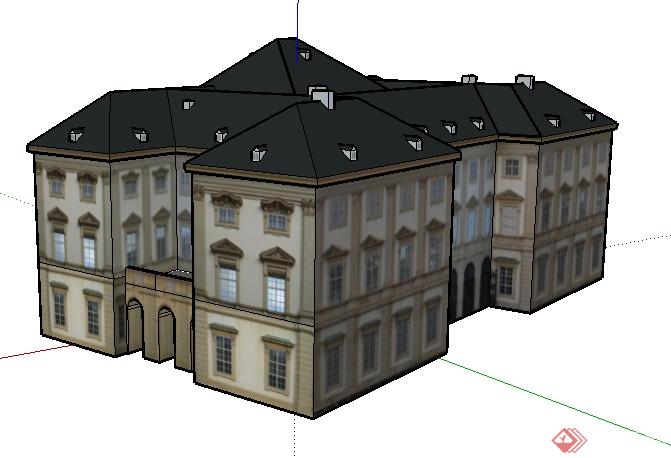 某地多层简欧博物馆建筑设计SU模型(2)
