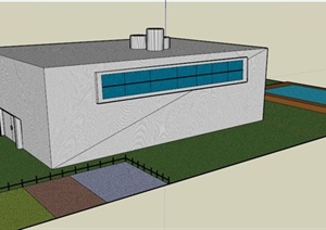 一间工业厂房建筑设计SU(草图大师)模型