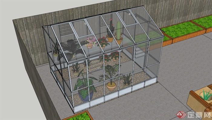 某小型庭院花园景观设计SU模型(1)
