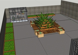 某小型庭院花园景观设计SU(草图大师)模型