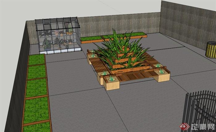 某小型庭院花园景观设计SU模型(3)