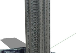 某独栋高层住宅居住建筑设计SU(草图大师)模型