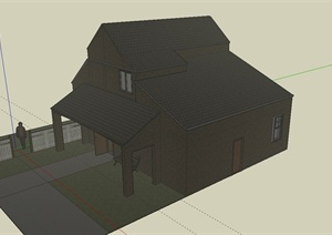 某中式两层别墅建筑设计SU(草图大师)模型