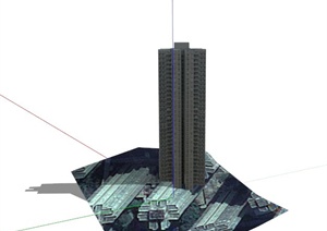 某现代办公大楼建筑设计SU(草图大师)模型