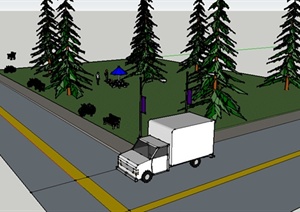某室外道路景观设计SU(草图大师)模型素材