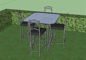 某室外桌椅设计SU(草图大师)模型素材