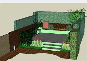某现代风格景观亭庭院景观设计方案SU(草图大师)模型
