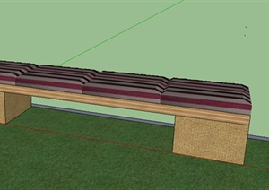 某室外木质长条坐凳设计SU(草图大师)模型