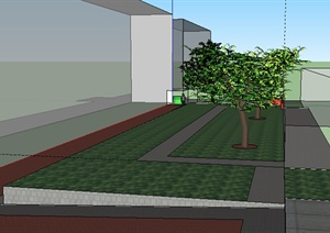 某室外庭院设计SU(草图大师)模型素材