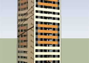 某现代风格小高层住宅建筑设计SU(草图大师)模型