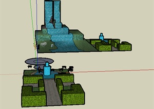 某现代风格水景广场景观设计SU(草图大师)模型