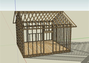 某室外木质仓库设计SU(草图大师)模型