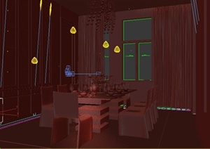 某现代简约风格一室一厅住宅空间餐厅3DMAX模型
