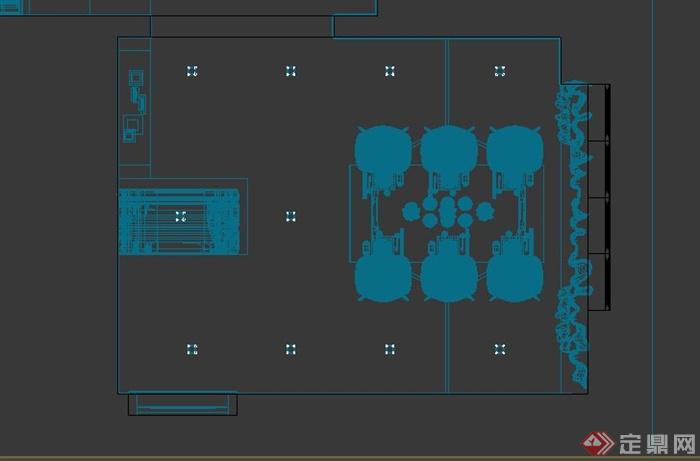 某现代简约风格住宅建筑空间餐厅设计3DMAX模型2