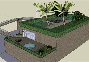 某现代风格屋顶庭院景观设计SU(草图大师)模型