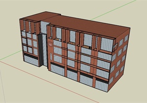 某街道商业楼建筑设计SU(草图大师)模型