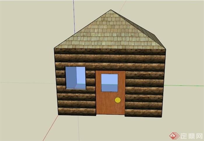 某临时居住小木屋建筑设计SU模型(1)