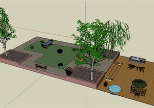 某现代别墅住宅庭院景观设计SU(草图大师)模型