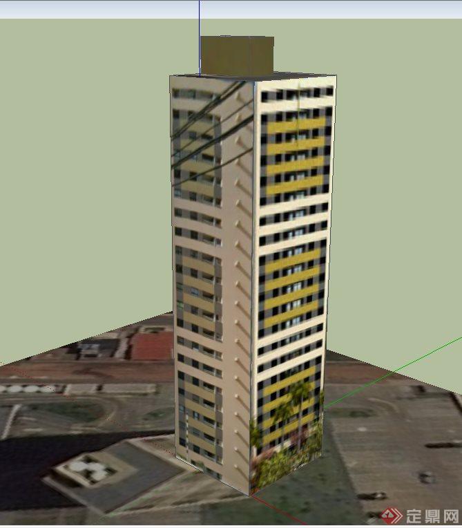 某现代高层住宅楼建筑设计SU模型2(1)