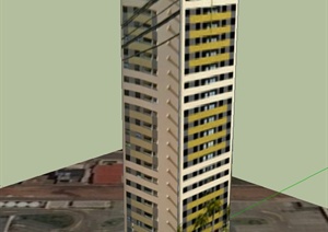 某现代高层住宅楼建筑设计SU(草图大师)模型2