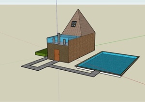 某现代阁楼住宅建筑设计SU(草图大师)模型