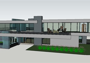 某室外2层别墅建筑设计SU(草图大师)模型素材