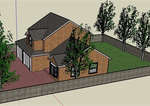 某现代风格小别墅住宅建筑设计SU(草图大师)模型